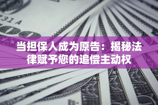 北京当担保人成为原告:揭秘法律赋予您的追偿主动权 北京当担保人成为原告:揭秘法律赋予您的追偿主动权